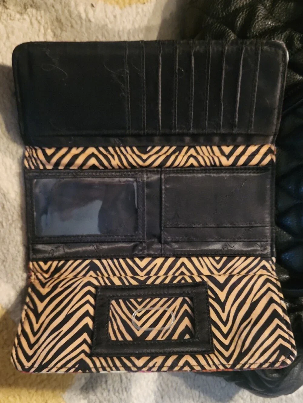 Vera Bradley Black Quilted Tote with Multicolor Floral Wallet